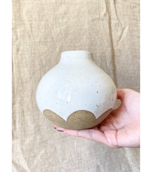 Handmade ceramic white speckled vase
