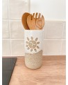 Handmade ceramic white speckled sunny vase