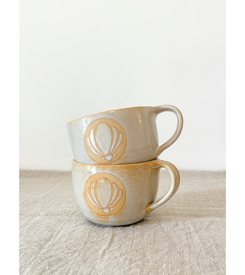 Handmade seashell ceramic mug