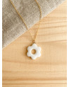 Collier fleur en porcelaine Gold Filled fait main