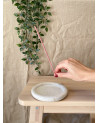 Artisanal ceramic incense holder white speckeld