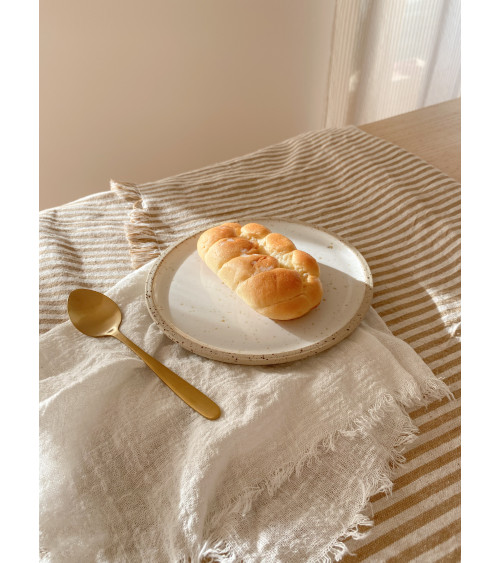 Handmade ceramic white pastry plate