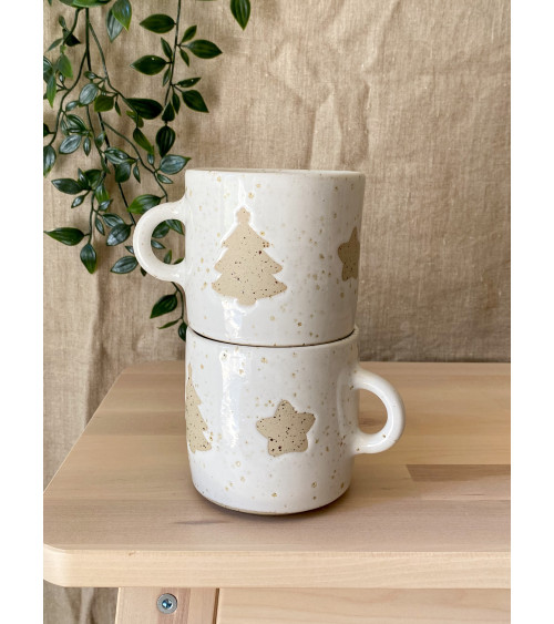 Handmade artisanal ceramic Christmas mug