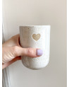 Handmade artisanal ceramic heart cup