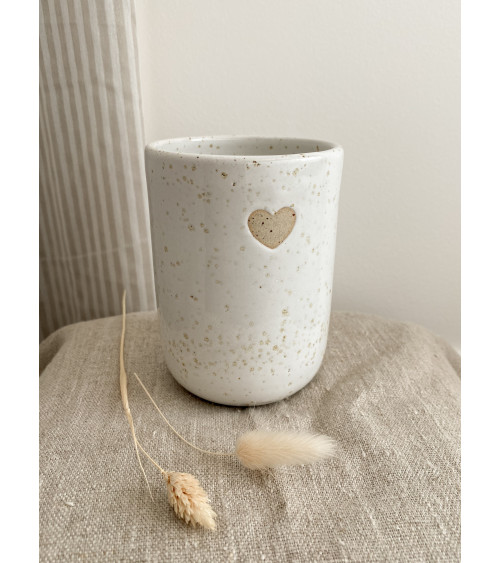 Handmade artisanal ceramic heart cup