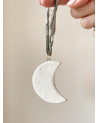 Ceramic moon with silk ribbon