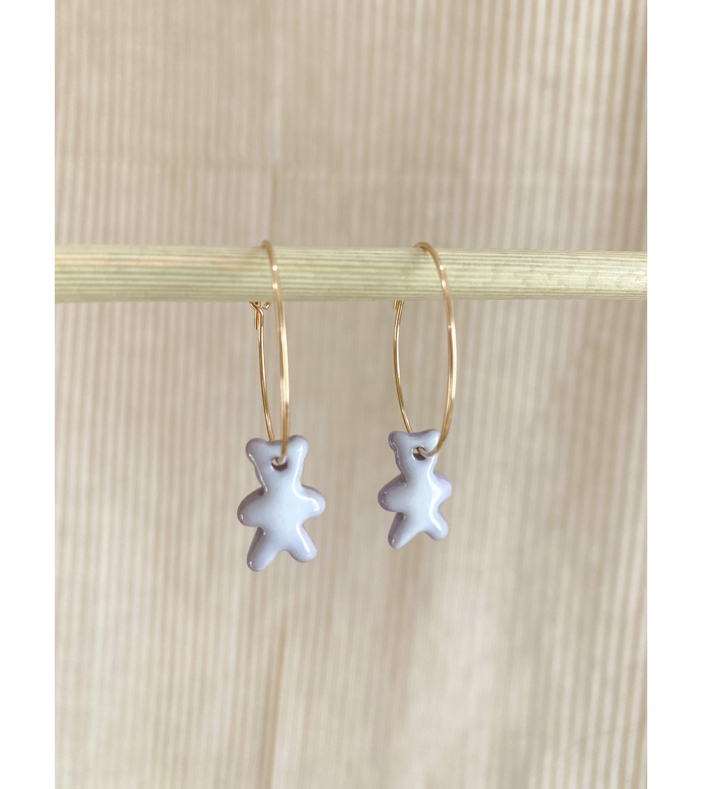 Boucles d'oreilles ourson en porcelaine Gold Filled fait main