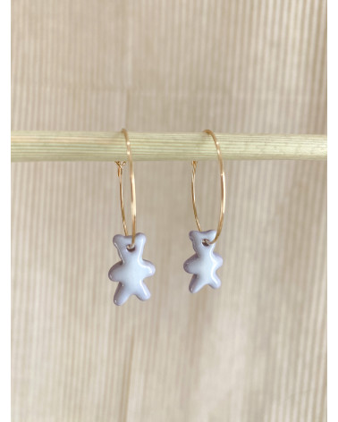 Boucles d'oreilles ourson en porcelaine Gold Filled fait main