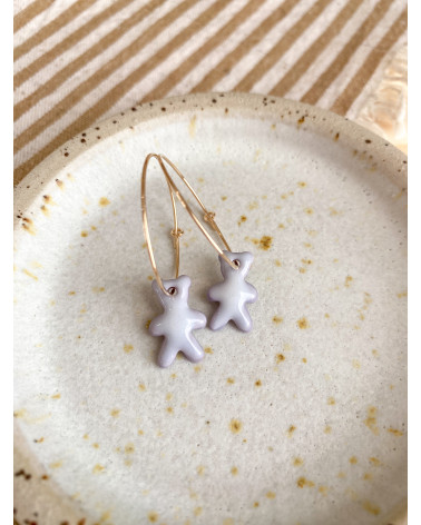 Handmade porcelain bear earrings in Gold Filled