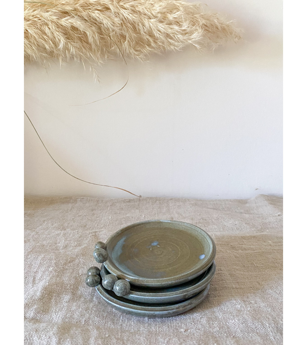 Porte-savon rond auto-drainant à double couche en céramique florale