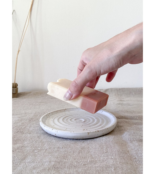 Artisanal ceramic soap dish for bathroom