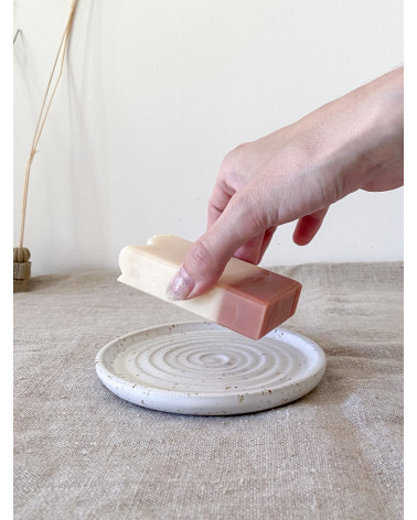 Artisanal ceramic soap dish for bathroom