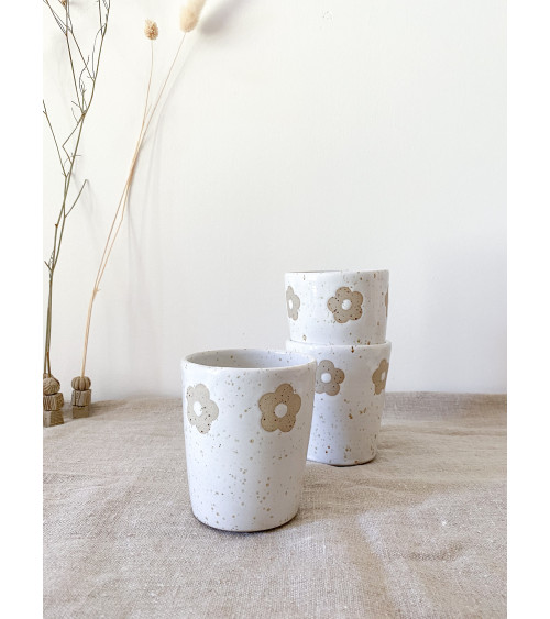 Handmade artisanal ceramic flower cup