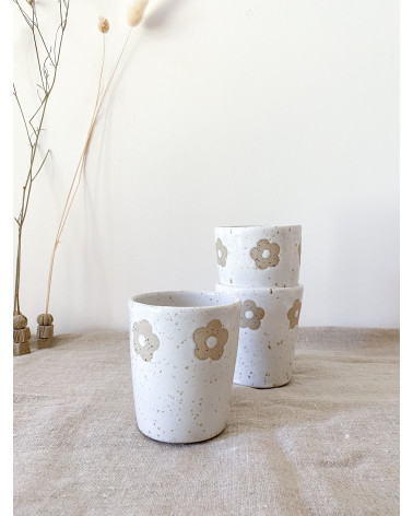 Handmade artisanal ceramic flower cup