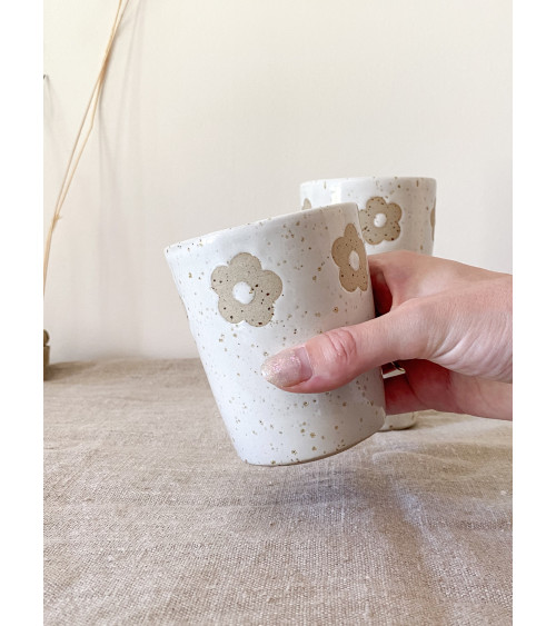 Handmade artisanal ceramic flower cup