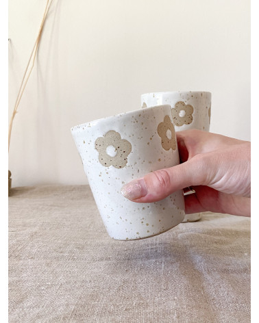 Handmade artisanal ceramic flower cup