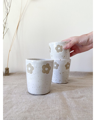 Handmade artisanal ceramic flower cup