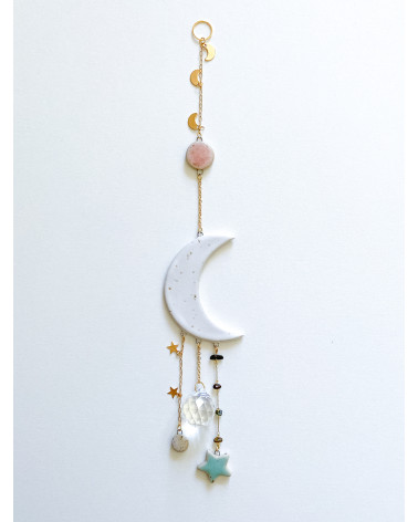 Ceramic moon crystal rainbow Suncatcher