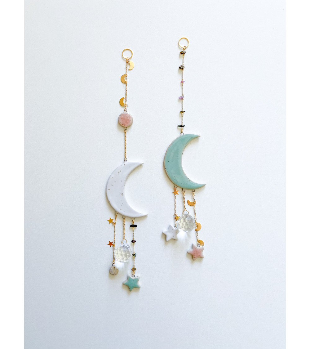 Ceramic moon crystal rainbow Suncatcher