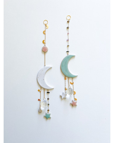 Ceramic moon crystal rainbow Suncatcher