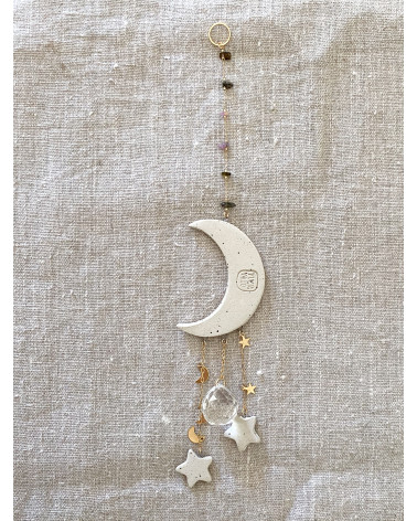 Ceramic moon crystal rainbow Suncatcher