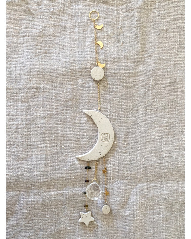 Ceramic moon crystal rainbow Suncatcher