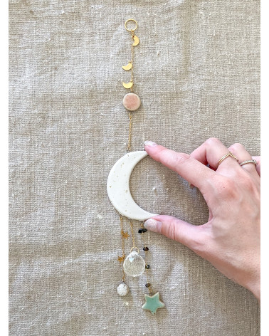 Ceramic moon crystal rainbow Suncatcher