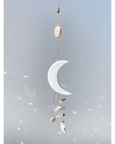 Ceramic moon crystal rainbow Suncatcher