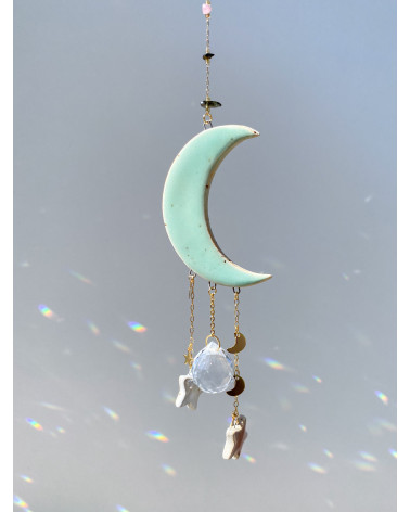 Ceramic moon crystal rainbow Suncatcher