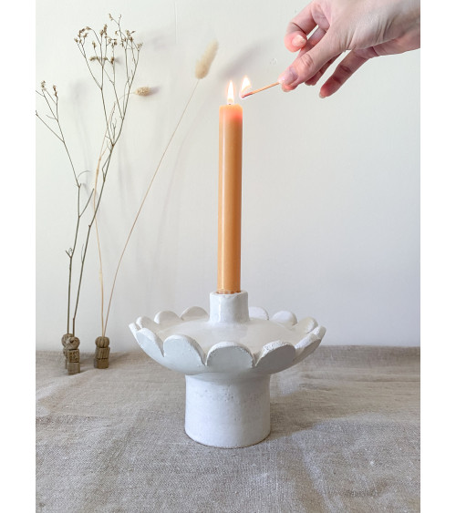 Handmade artisanal ceramic candle holder