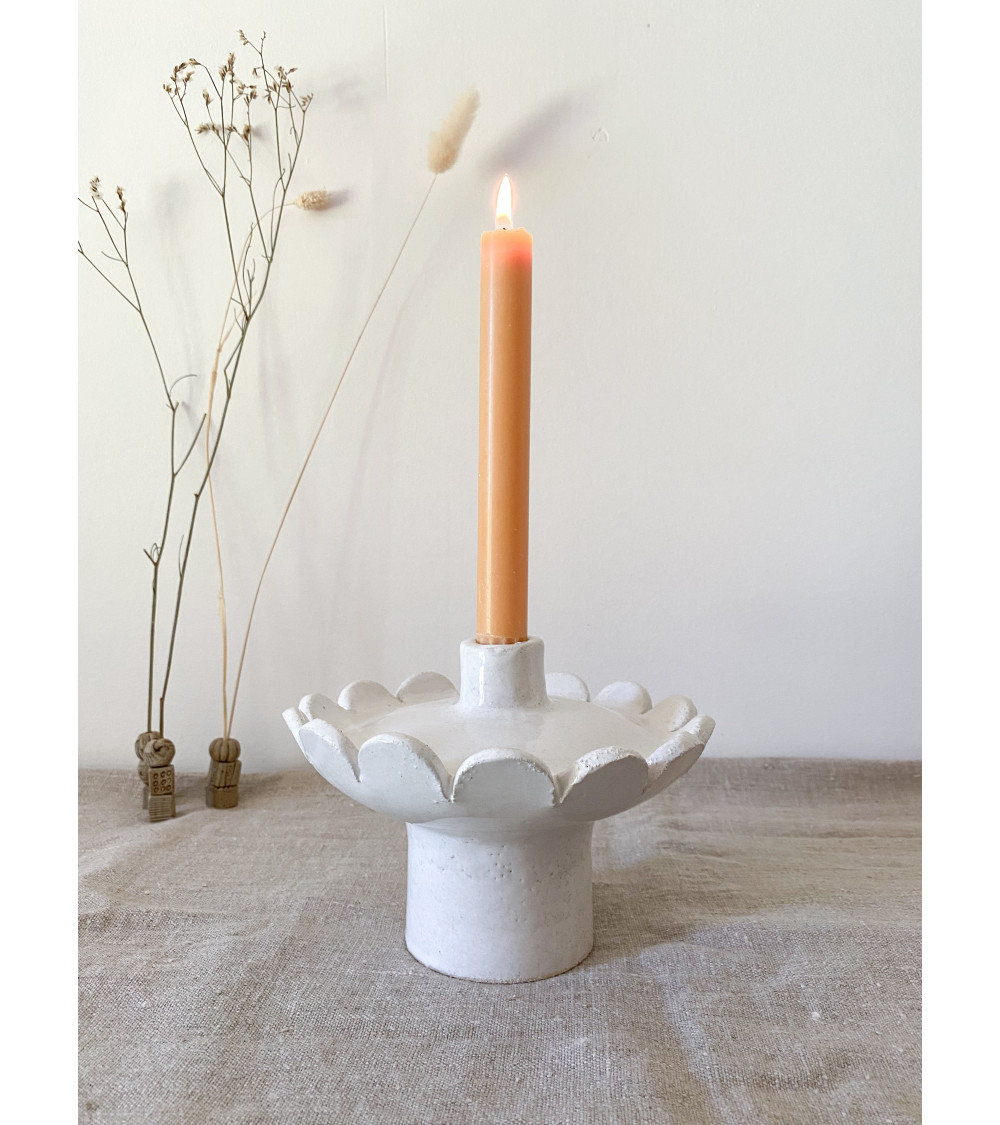 Lot De 4 Bougeoirs Fleur Céramique Blanche – Vintage – Diamètre 11cm