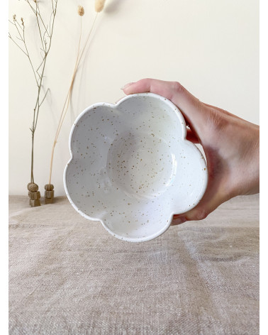 Handmade ceramic white floral bowl