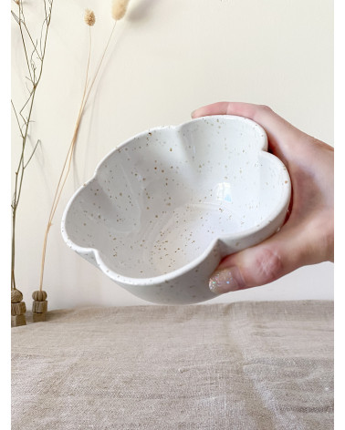 Handmade ceramic white floral bowl