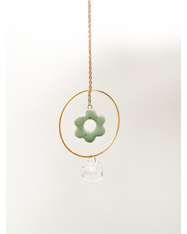 Ceramicflower crystal rainbow Suncatcher