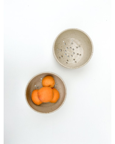 Handmade stoneware strainer bowl Natura Collection