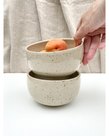 Handmade stoneware strainer bowl Natura Collection