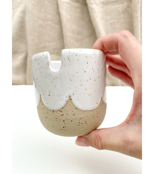 Ceramic paint brush cup and holder for painting