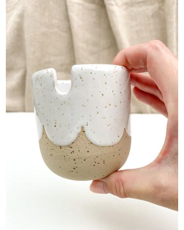 Ceramic paint brush cup and holder for painting