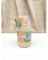 Handmade artisanal ceramic rainbow beach cup