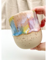 Handmade artisanal ceramic rainbow beach cup