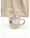 Handmade artisanal ceramic rainbow beach cup