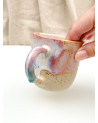 Handmade artisanal ceramic rainbow beach cup