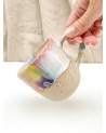 Handmade artisanal ceramic rainbow beach cup