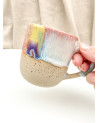 Handmade artisanal ceramic rainbow beach cup