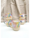 Handmade artisanal ceramic rainbow beach cup