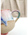 Handmade artisanal ceramic rainbow beach cup