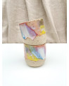 Handmade artisanal ceramic rainbow beach cup