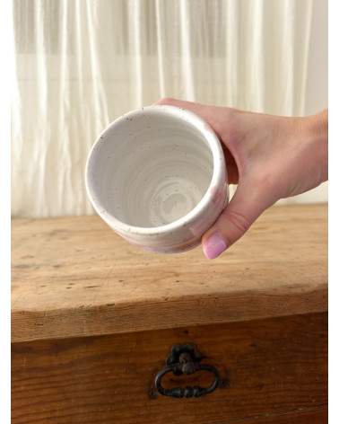 Handmade artisanal ceramic rainbow beach cup