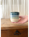 Handmade artisanal ceramic rainbow beach cup