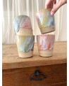 Handmade artisanal ceramic rainbow cup